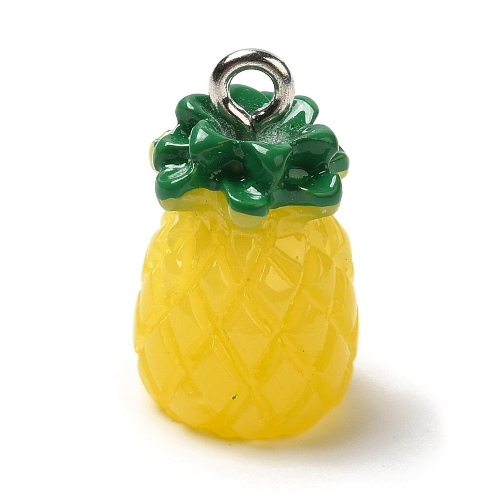 7728 40 pcs Yellow Pineapple Theme Resin Charms Cute Fruit Food Hawaiian